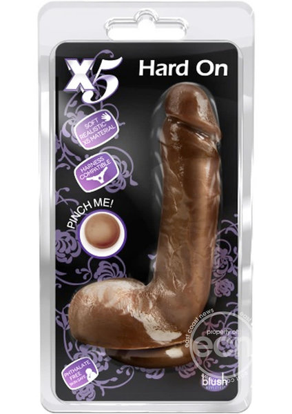 BLUSH NOVELTIES X5 HARD 8.75" WITH SUCTION & BALLS BROWN