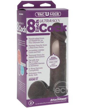 Doc Johnson VAC-U-LOCK ULTRASKYN DILDO 8" CHOCOLATE