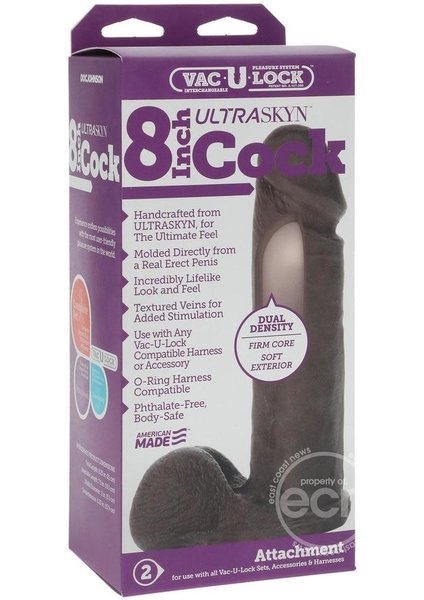 Doc Johnson VAC-U-LOCK ULTRASKYN DILDO 8" CHOCOLATE