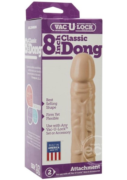 Doc Johnson VAC-U-LOCK CLASSIC DILDO 8" VANILLA
