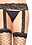 LEG AVENUE LACE GARTERBELT WITH ATTACHED FENCE NET STOCKINGS BLACK ONE SIZE