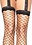 LEG AVENUE LACE GARTERBELT WITH ATTACHED FENCE NET STOCKINGS BLACK ONE SIZE