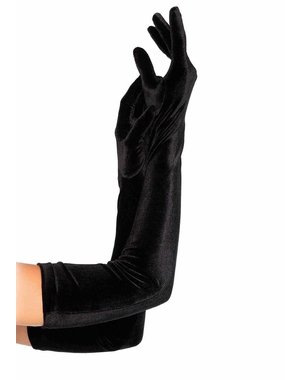 LEG AVENUE STRETCH VELVET OPERA LENGTH GLOVE BLACK ONE SIZE