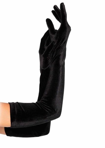 LEG AVENUE STRETCH VELVET OPERA LENGTH GLOVE BLACK ONE SIZE