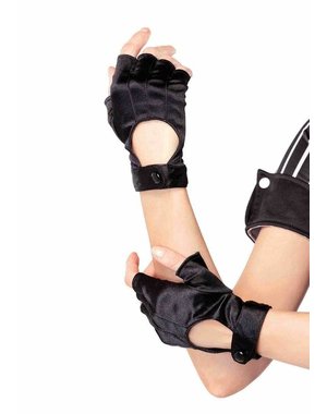 LEG AVENUE FINGERLESS MOTORCYCLE GLOVES WITH VELCRO STRAP BLACK ONE SIZE