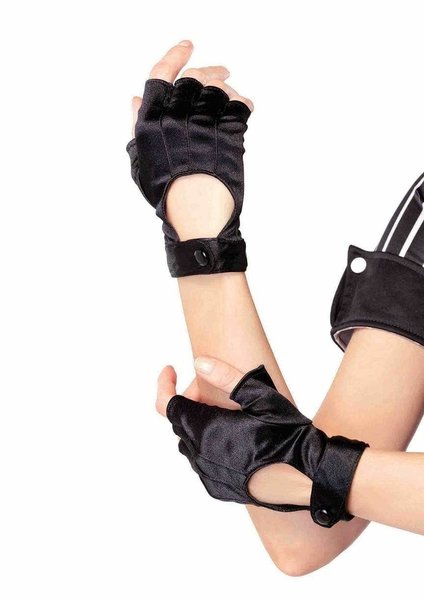 LEG AVENUE FINGERLESS MOTORCYCLE GLOVES WITH VELCRO STRAP BLACK ONE SIZE