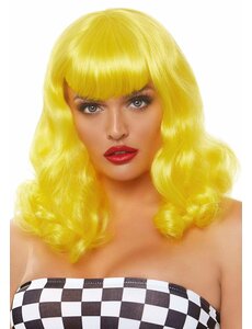 LEG AVENUE 16" RETRO BANG CURLY BOB WIG YELLOW