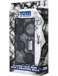 Tom of Finland TOM OF FINLAND SILICONE RING WITH 3 WEIGHTED BALLS