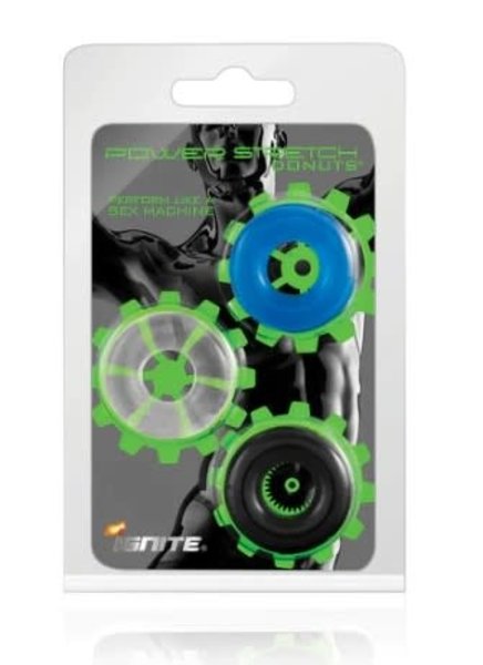 IGNITE POWER STRETCH DONUTS 3 PK BLACK/CLEAR/BLUE