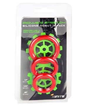 IGNITE SILICONE STRETCHY RINGS RED 3 PACK