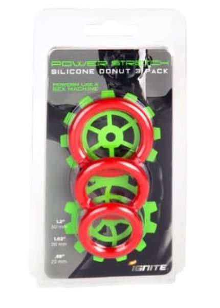 IGNITE SILICONE STRETCHY RINGS RED 3 PACK