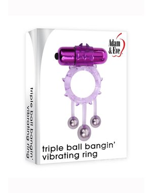 ADAM & EVE ADAM & EVE TRIPLE BALL BANGIN' VIBRATING RING PURPLE