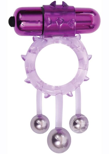 ADAM & EVE ADAM & EVE TRIPLE BALL BANGIN' VIBRATING RING PURPLE