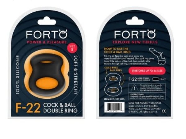 FEMME FUNN FORTO F-22 COCK & BALL DOUBLE RING SMALL 49/50MM