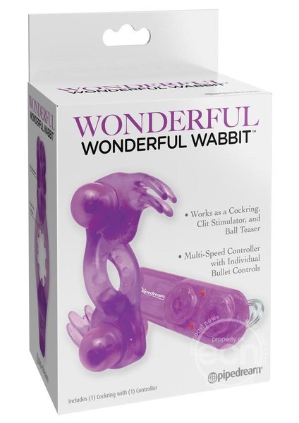 PIPEDREAM PRODUCTS WONDERFUL WONDERFUL WABBIT DUAL VIBE RING WITH REMOTE PURPLE