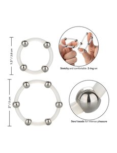 CalExotics STEEL BEADED SILICONE RING SET 2 PK LARGE/X LARGE