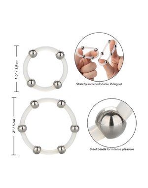 CalExotics STEEL BEADED SILICONE RING SET 2 PK LARGE/X LARGE