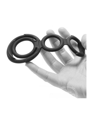 NASSTOYS MY COCKRING DOUBLE LOOP SILICONE RING AND SCROTUM CINCH BLACK