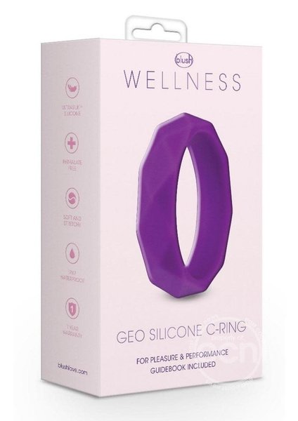 BLUSH NOVELTIES WELLNESS GEO SILICONE C-RING PURPLE