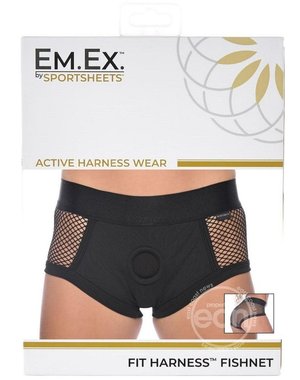 SPORTSHEETS EM EX FIT HARNESS FISHNET BLACK