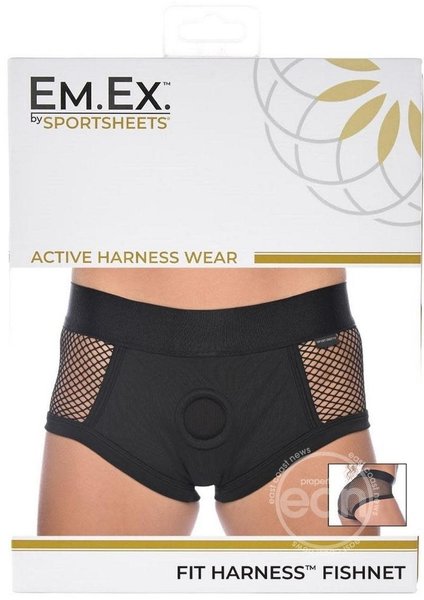 SPORTSHEETS EM EX FIT HARNESS FISHNET BLACK