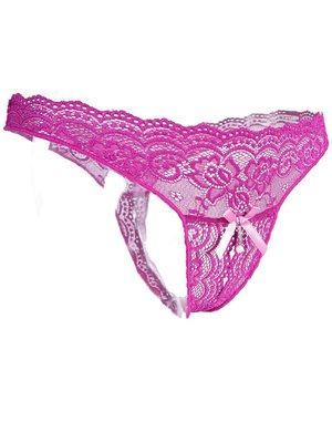 EVEREST TRADING COMPANY LLC NET G STRING WITH BOW & RHINESTONE STRING HANGING PURPLE