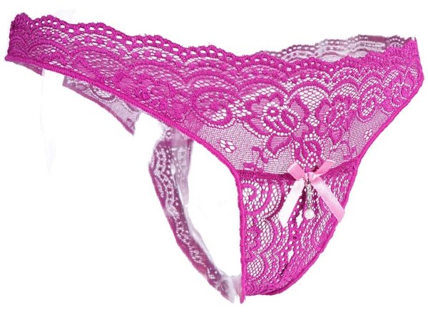 EVEREST TRADING COMPANY LLC NET G STRING WITH BOW & RHINESTONE STRING HANGING PURPLE