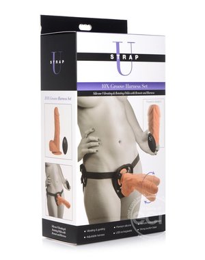 STRAP U STRAP U GROOVE HARNESS SET SILICONE VIBRATING & ROTATING WITH REMOTE