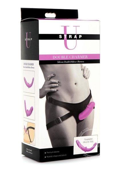 STRAP U STRAP U DOUBLE CHARMER SILICONE DOUBLE DILDO WITH HARNESS