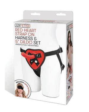LUX FETISH LUX RED HEART STRAP ON HARNESS & 5" DILDO SET