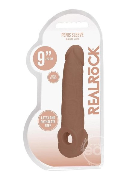 Shots REALROCK REALISTIC PENIS SLEEVE 9" CARAMEL