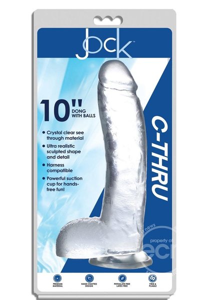 JOCK JOCK C-THRU REALISTIC DONG WITH BALLS 10" CLEAR