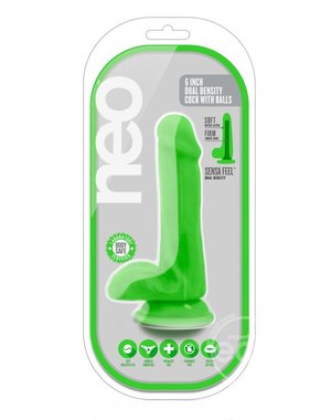 BLUSH NOVELTIES NEO DUAL DENSITY DILDO WITH BALLS 6"