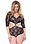 LEG AVENUE FLORAL LACE DEEP V CUT OUT TEDDY PLUS SIZE