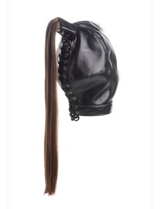 STRICT STRICT BRUNETTE PONYTAIL BONGAGE HOOD