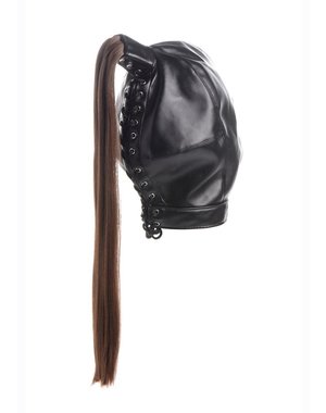 STRICT STRICT BRUNETTE PONYTAIL BONGAGE HOOD