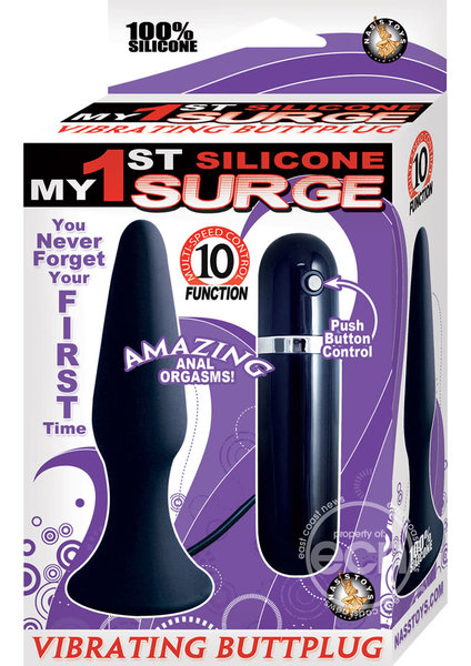 Doc Johnson MY 1ST SILICONE SURGE VIBRATING BUTT PLUG BLACK