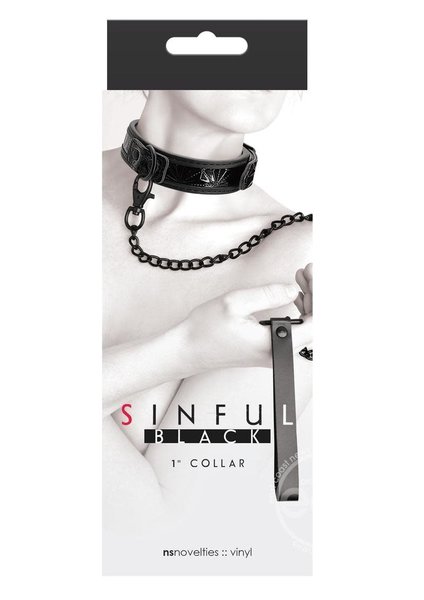 NS Novelties SINFUL COLLAR 1" WITH LEASH