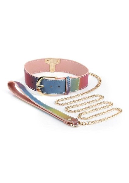 NS Novelties SPECTRA BONDAGE COLLAR & LEASH RAINBOW