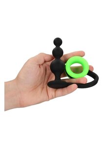 OUCH! OUCH! BEADS BUTT PLUG WITH COCK RING SILICONE GLOW IN THE DARK