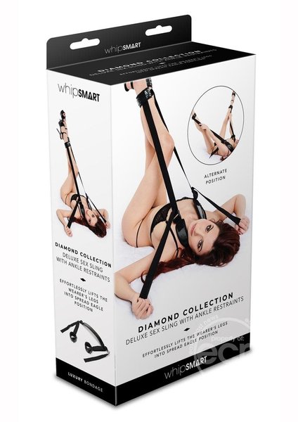 WHIP SMART WHIPSMART DELUXE SEX SLING WITH ANKLE RESTRAINTS BLACK