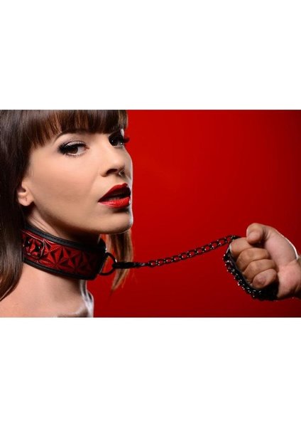 MASTER SERIES MASTER SERIES CRIMSON TIED CHAINED COLLAR & LEASH RED & BLACK