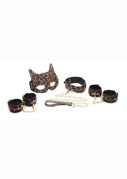 MASTER SERIES MASTER SERIES WILD SEX 7 PIECE LEOPARD PRINT BONDAGE SET