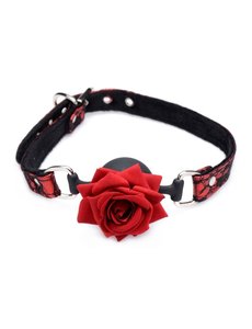 MASTER SERIES MASTER SERIES SILICONE BALL GAG WITH ROSE RED & BLACK