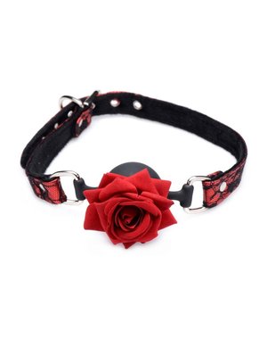 MASTER SERIES MASTER SERIES SILICONE BALL GAG WITH ROSE RED & BLACK