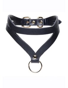MASTER SERIES MASTER SERIES BONDAGE BADDIE COLLAR WITH O RING BLACK/GOLD