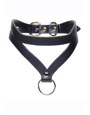 MASTER SERIES MASTER SERIES BONDAGE BADDIE COLLAR WITH O RING BLACK/GOLD