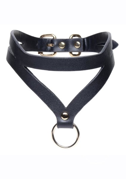 MASTER SERIES MASTER SERIES BONDAGE BADDIE COLLAR WITH O RING BLACK/GOLD