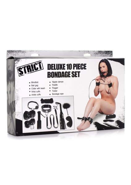 STRICT STRICT DELUXE 10 PIECE BONDAGE SET BLACK