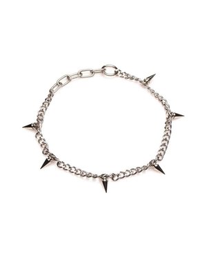 MASTER SERIES MASTER SERIES PUNK SPIKED NECKLACE SILVER
